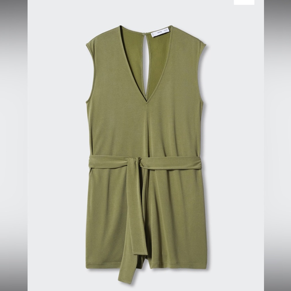 MANGO Khaki - Olive green Romper / Jumpsuit with Tie – Size M